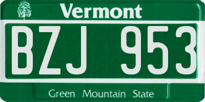 VT license plate BZJ953