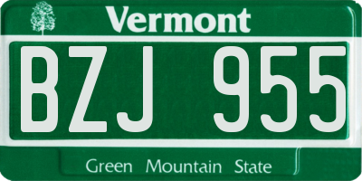 VT license plate BZJ955