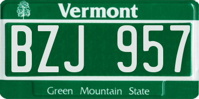 VT license plate BZJ957