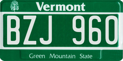VT license plate BZJ960
