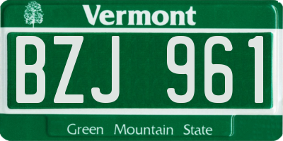 VT license plate BZJ961
