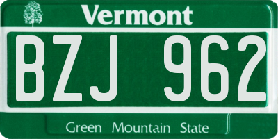 VT license plate BZJ962