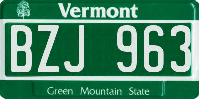 VT license plate BZJ963