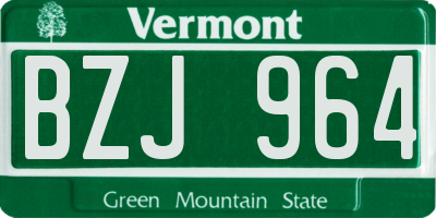 VT license plate BZJ964