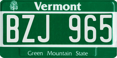 VT license plate BZJ965