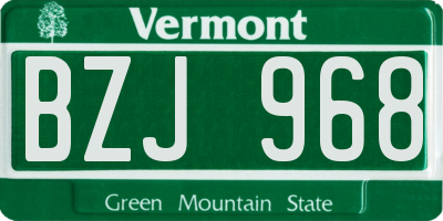 VT license plate BZJ968
