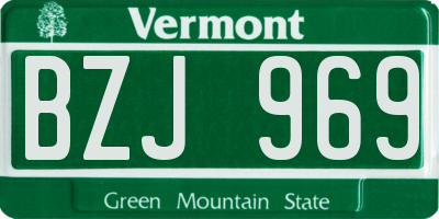 VT license plate BZJ969