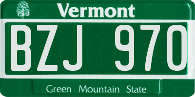 VT license plate BZJ970