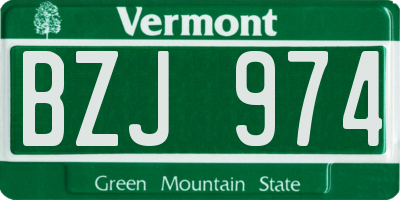 VT license plate BZJ974