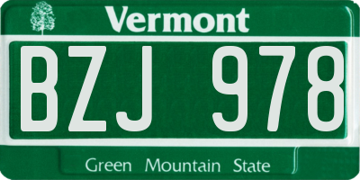 VT license plate BZJ978
