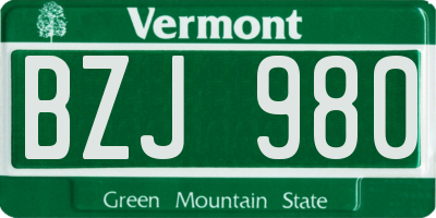 VT license plate BZJ980