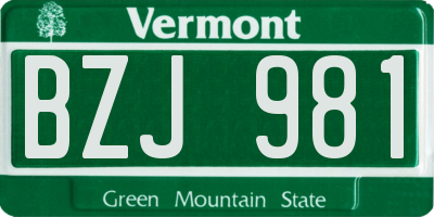VT license plate BZJ981