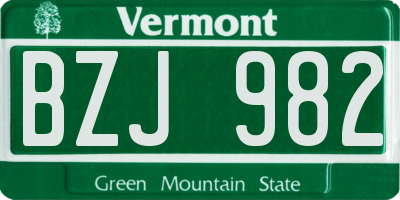 VT license plate BZJ982