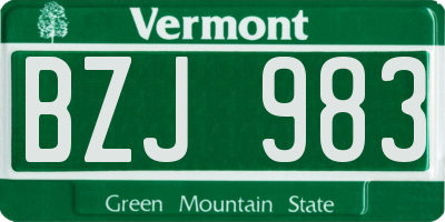 VT license plate BZJ983