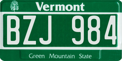 VT license plate BZJ984