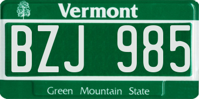 VT license plate BZJ985