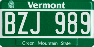 VT license plate BZJ989