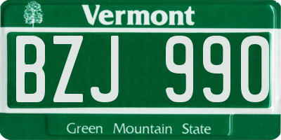VT license plate BZJ990