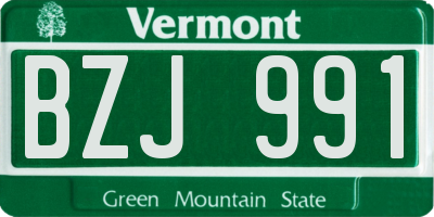 VT license plate BZJ991
