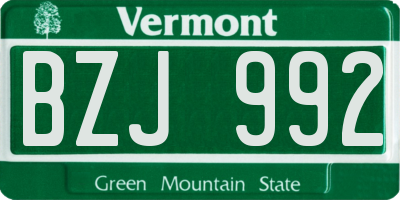 VT license plate BZJ992