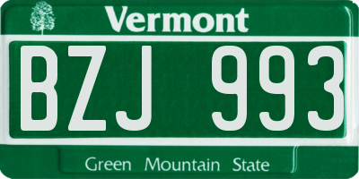 VT license plate BZJ993