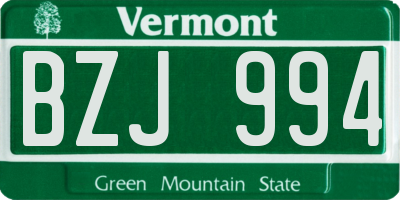 VT license plate BZJ994