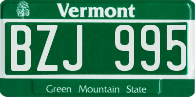 VT license plate BZJ995