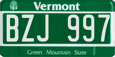 VT license plate BZJ997
