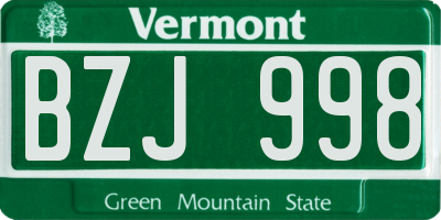 VT license plate BZJ998