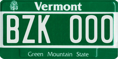 VT license plate BZK000