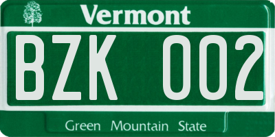 VT license plate BZK002