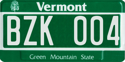 VT license plate BZK004