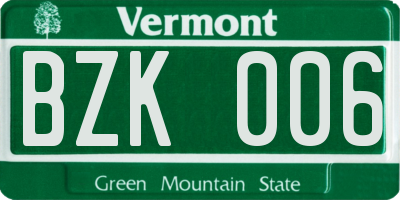 VT license plate BZK006