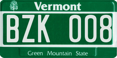 VT license plate BZK008