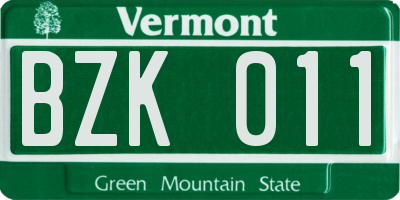VT license plate BZK011