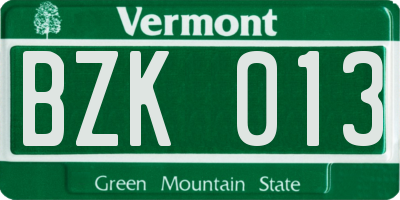 VT license plate BZK013