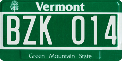 VT license plate BZK014