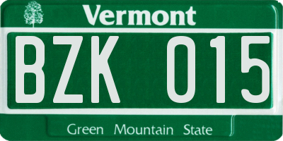 VT license plate BZK015