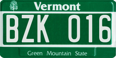 VT license plate BZK016
