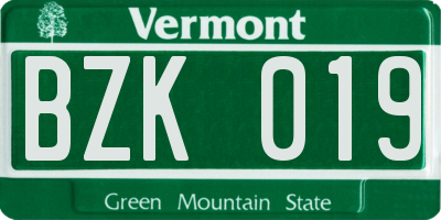 VT license plate BZK019