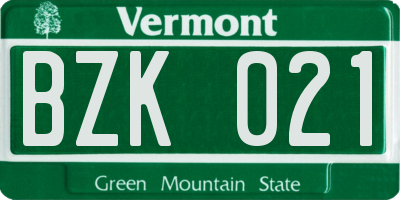 VT license plate BZK021