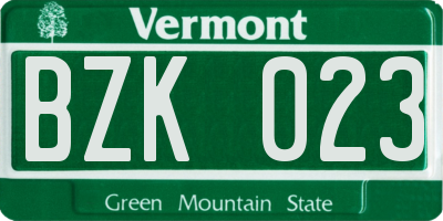 VT license plate BZK023