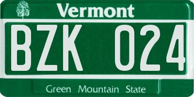 VT license plate BZK024