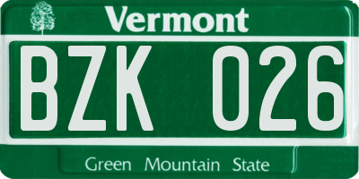 VT license plate BZK026