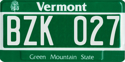 VT license plate BZK027