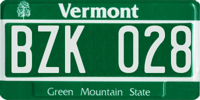 VT license plate BZK028
