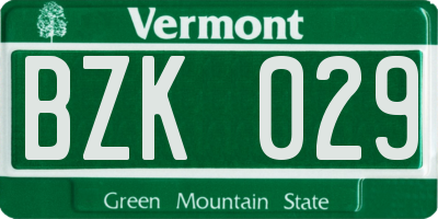 VT license plate BZK029