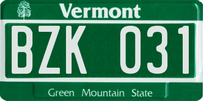 VT license plate BZK031