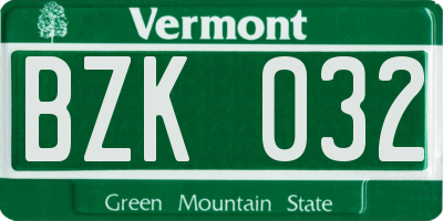 VT license plate BZK032