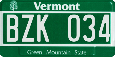 VT license plate BZK034